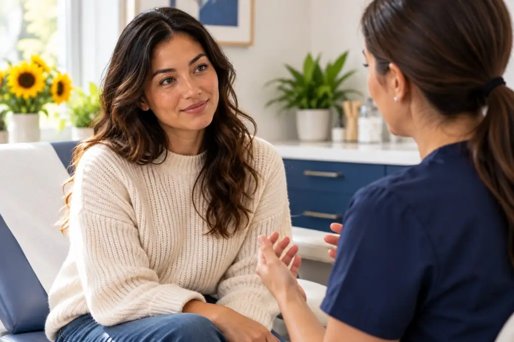 Female provider talking with a female patient.